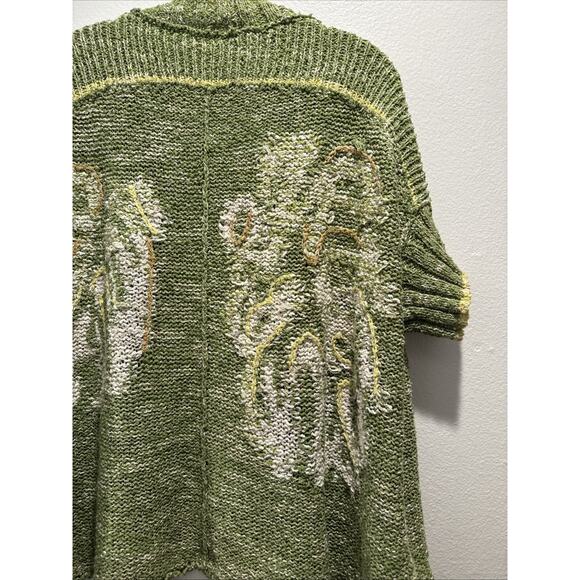 Daily Practice Size M L Palm Frond Wrap Cardigan Sweater Anthropologie Boho Knit - Picture 3 of 9